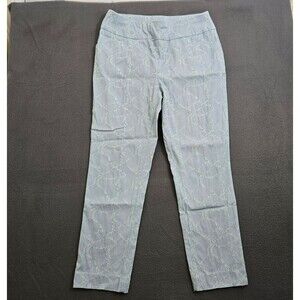 Chico's Women 00 US XS/2 Blue Embroidered Detail Pull On Mid Rise Crop Pants